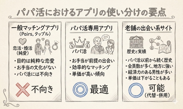 パパ活におけるアプリの使い分け