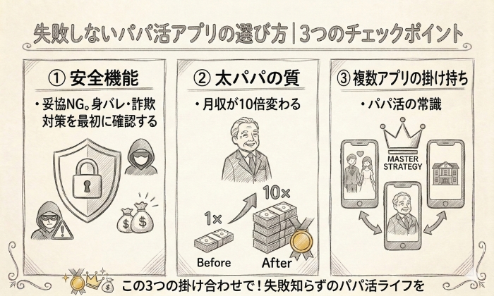 失敗しないパパ活アプリの選び方|3つのチェックポイント